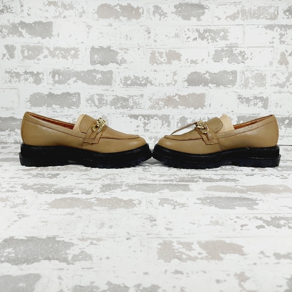 New Crevo Francine Taupe Leather Chunky Sole Slip On Loafers X27 - Picture 7 of 11